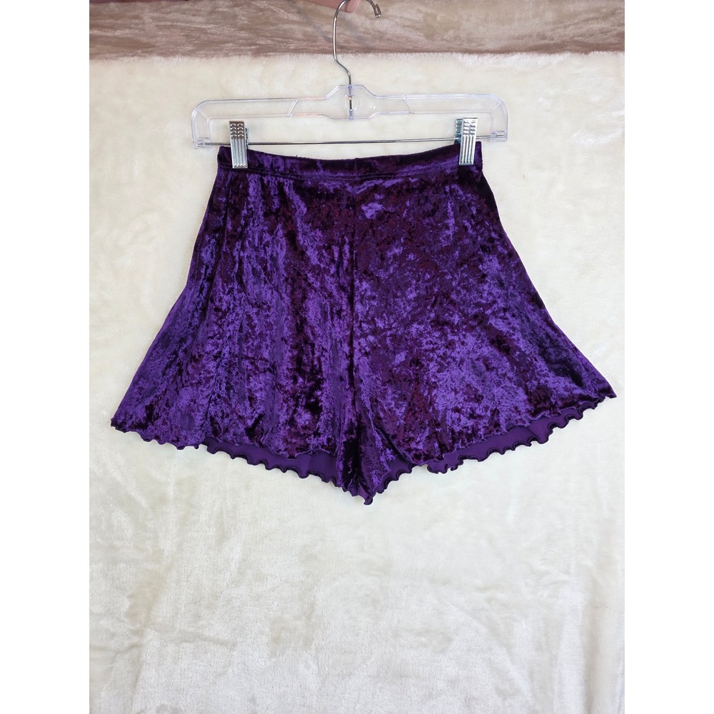 Major Motion Purple Crushed Velvet Dance Skating Shorts Lettuce Edge‎ Adult